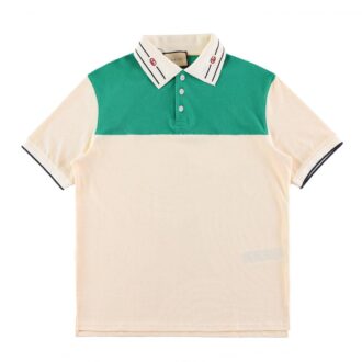 Áo Polo Gucci Green GG Embroidered màu trắng xanh