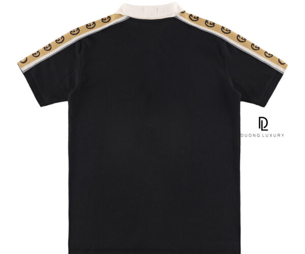 Áo Polo Gucci Interlocking màu đen logo dập tay áo