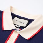 Áo Polo Gucci màu xanh Navy họa tiết túi ngực logo