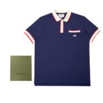 Áo Polo Gucci màu xanh Navy họa tiết túi ngực logo