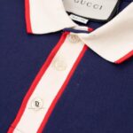 Áo Polo Gucci màu xanh Navy họa tiết túi ngực logo