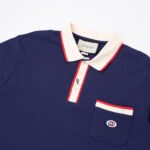 Áo Polo Gucci màu xanh Navy họa tiết túi ngực logo