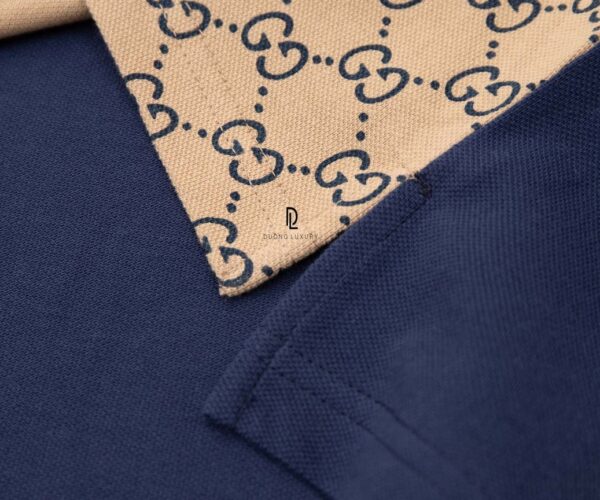 Áo Polo Gucci Maxi GG Silk màu Navy họa tiết logo