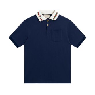 Áo Polo Gucci Stretch Cotton Piquet Polo With Embroidery Màu Xanh Navy