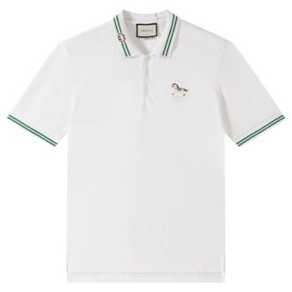 Áo Polo Gucci white họa tiết thêu ngựa màu trắng