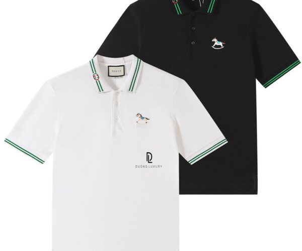 Áo Polo Gucci white họa tiết thêu ngựa màu trắng