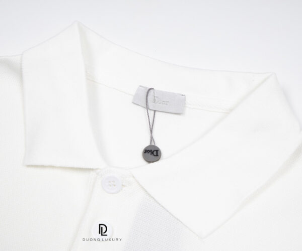 Áo Polo nam Dior màu trắng hoạ tiết ngực thêu chữ