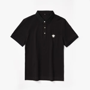 Áo Polo Versace họa tiết logo chữ vạn màu đen Like Auth