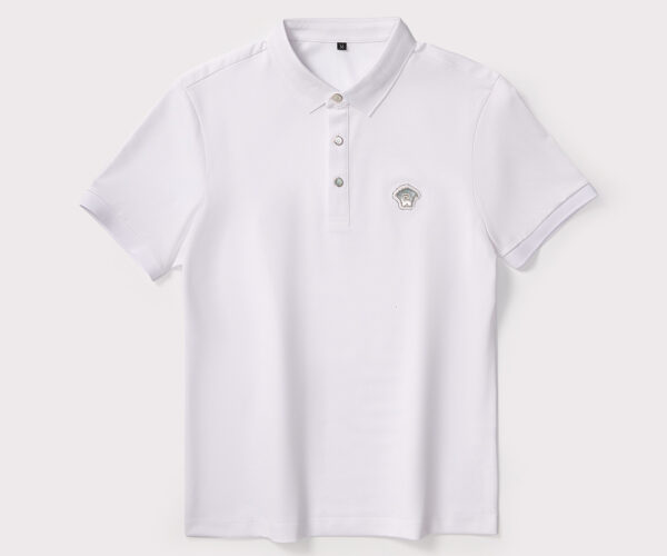 Áo Polo Versace màu trắng họa tiết logo chữ vạn