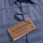 Áo sơ mi Burberry Blue With TB họa tiết caro màu xanh