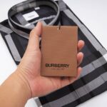 Áo sơ mi Burberry cộc tay London England caro màu xám đen