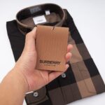 Áo sơ mi Burberry dài tay Charcoal kẻ đỏ lệch trái