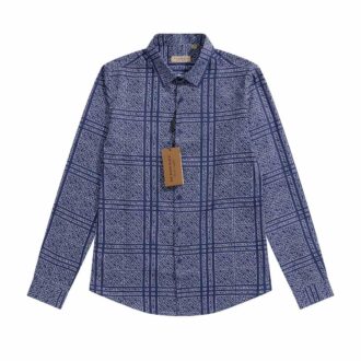 Áo sơ mi Burberry họa tiết kẻ xanh logo chữ