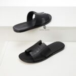 Dép Hermes Izmir Sandal Like Auth màu đen tag vân cá sấu