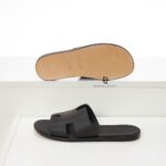 Dép Hermes Izmir Sandal Like Auth màu đen tag vân cá sấu