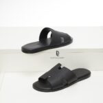 Dép Hermes Izmir Sandal siêu cấp quai nhăn full đen