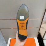 Giày Hermes Paris Loafer đế cao da nhăn khóa đen