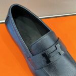 Giày Hermes Paris Loafer đế cao da nhăn khóa đen