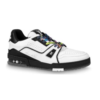 Giày Louis Vuitton LV Trainer 54 White Black dây cầu vồng Like Auth