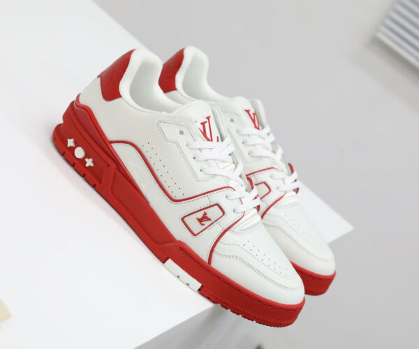 Giày Louis Vuitton Trainer White and Red đế đỏ Like Auth
