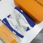 Giày Louis Vuitton Trainer White Blue Signature đế xanh Like Auth