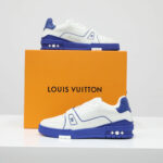 Giày Louis Vuitton Trainer White Blue Signature đế xanh Like Auth