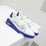 Giày Louis Vuitton Trainer White Blue Signature đế xanh Like Auth