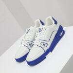 Giày Louis Vuitton Trainer White Blue Signature đế xanh Like Auth