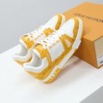 Giày Louis Vuitton Trainer Yellow Monogram Denim White Like Auth