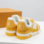 Giày Louis Vuitton Trainer Yellow Monogram Denim White Like Auth