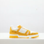 Giày Louis Vuitton Trainer Yellow Monogram Denim White Like Auth