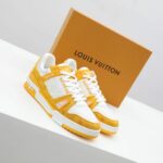 Giày Louis Vuitton Trainer Yellow Monogram Denim White Like Auth