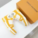 Giày Louis Vuitton Trainer Yellow Monogram Denim White Like Auth