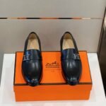 Giày Hermes Monterey Loafer da lì khóa lệch Like Auth