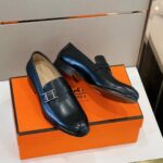 Giày Hermes Monterey Loafer da lì khóa lệch Like Auth