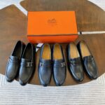 Giày Hermes Monterey Loafer da lì khóa lệch Like Auth