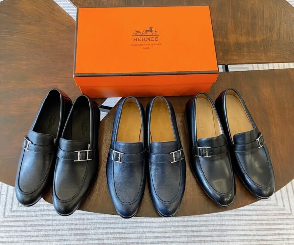 Giày Hermes Monterey Loafer da lì khóa lệch Like Auth