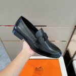 Giày lười Hermes Paris Loafer khóa chữ H màu đen Like Auth