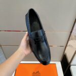 Giày lười Hermes Paris Loafer khóa chữ H màu đen Like Auth