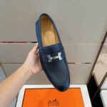 Giày lười Hermes Paris Loafer khóa xước trắng chữ H Like Auth