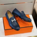 Giày lười Hermes Paris Loafer khóa xước trắng chữ H Like Auth