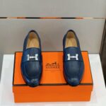 Giày lười Hermes Paris Loafer khóa xước trắng chữ H Like Auth