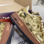 Giày Nike x LV Air Force 1 Low Virgil Abloh "Metallic Gold" Like Auth