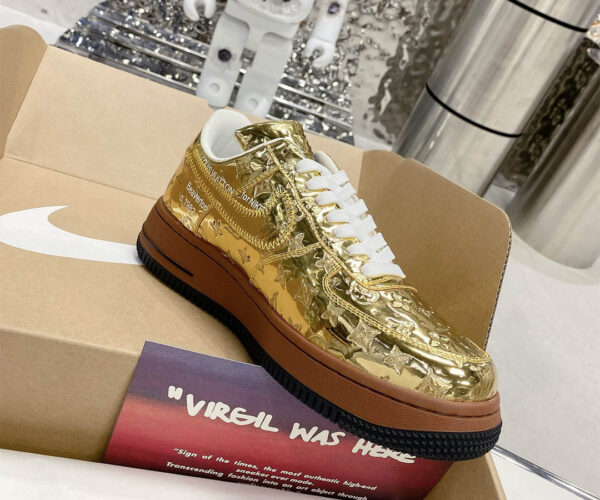 Giày Nike x LV Air Force 1 Low Virgil Abloh "Metallic Gold" Like Auth