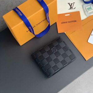 Ví ngắn Louis Vuitton Multiple Wallet caro dập chìm màu đen like auth 1:1