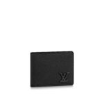Ví ngắn LV Multiple Wallet LV Aerogram logo nổi màu đen like auth 1:1