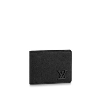 Ví ngắn LV Multiple Wallet LV Aerogram logo nổi màu đen like auth 1:1