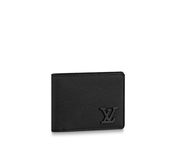 Ví ngắn LV Multiple Wallet LV Aerogram logo nổi màu đen like auth 1:1