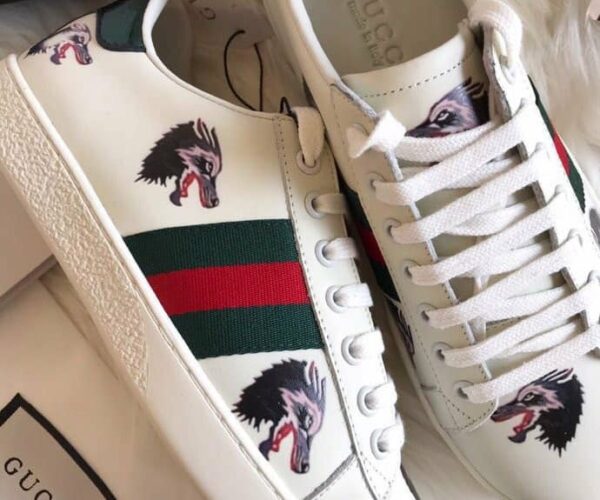 Giày Gucci sói được thiết kế với màu trắng làm màu chủ đạo