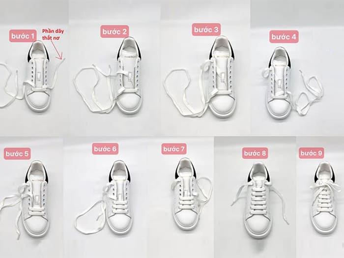Làm theo các bước sau để buộc được dây giày kiểu thắt nơ nhé
